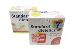 メイン商品の「スタンダードダイエット」。ドリンクタイプとスープタイプの2種類。みやびさんのロングセラー商品となっている。